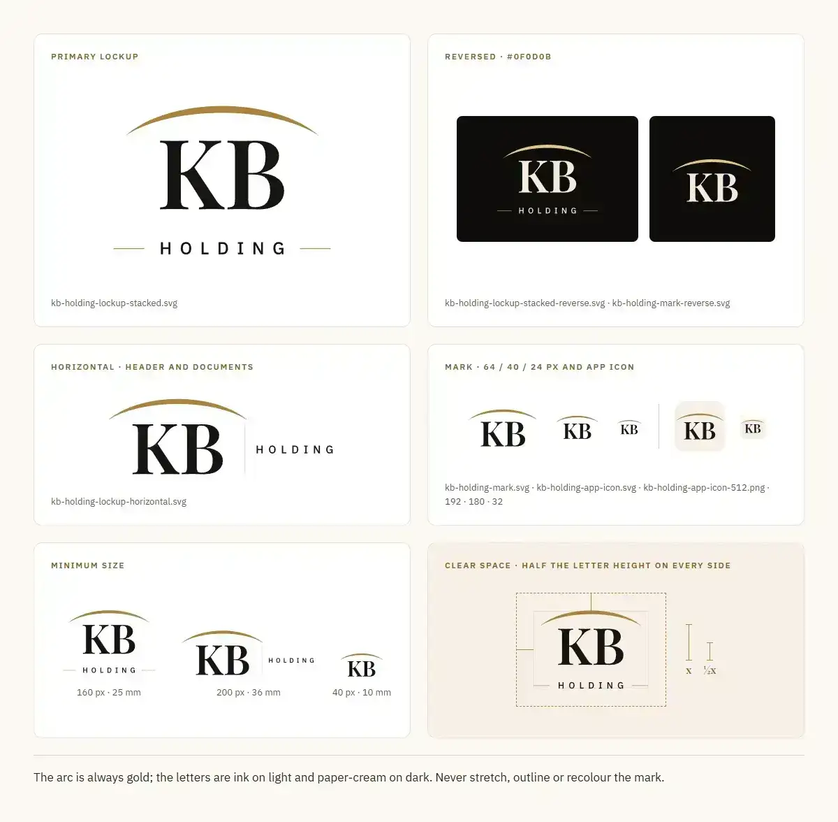 KB Holding identity sheet